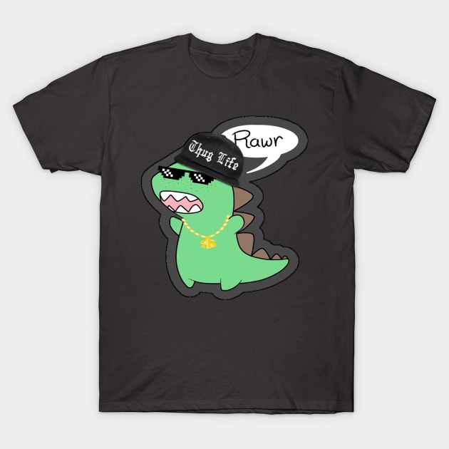 Thug Dinosaur Rawr T-Shirt by Inviticus